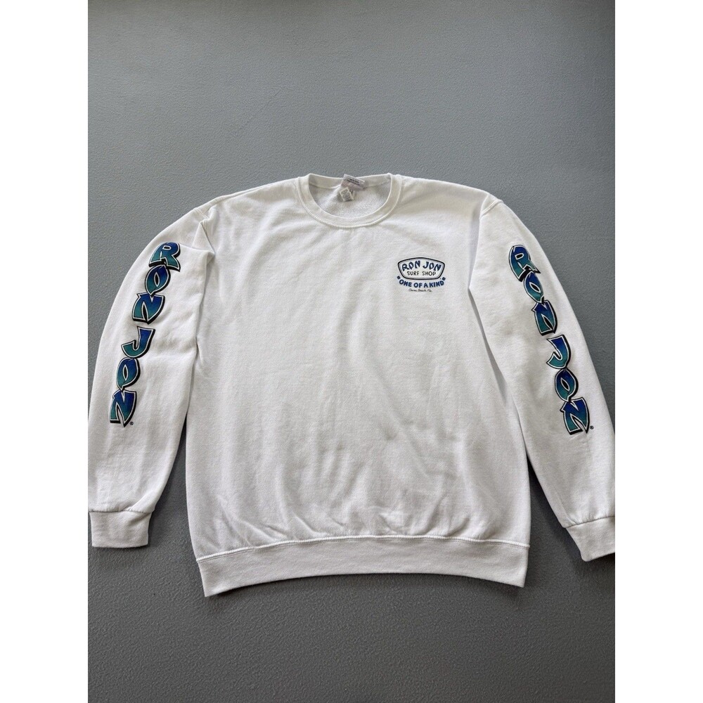 Ron Jon Surf Shop Y2K Cocoa Beach FL Sweatshirt Sz L Surfer Graphic Sleeve
